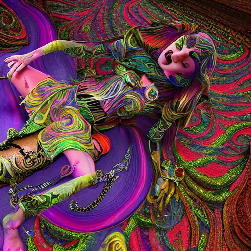 Image similar to psychadelic witch, hyper detailed, flowing psychadelic background intricate and detailed, ornate 8 k gorgeous intricate detailed, octane render