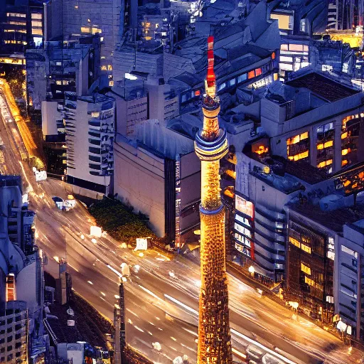 Prompt: A beautiful landscape of photorealistic, shift photography, Japan Tokyo Skytree, summer evening, highly detailed, sharp focus, octane, cinematic shot, 8k