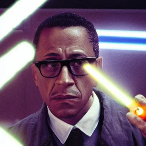 Prompt: gustavo fring with a lightsaber