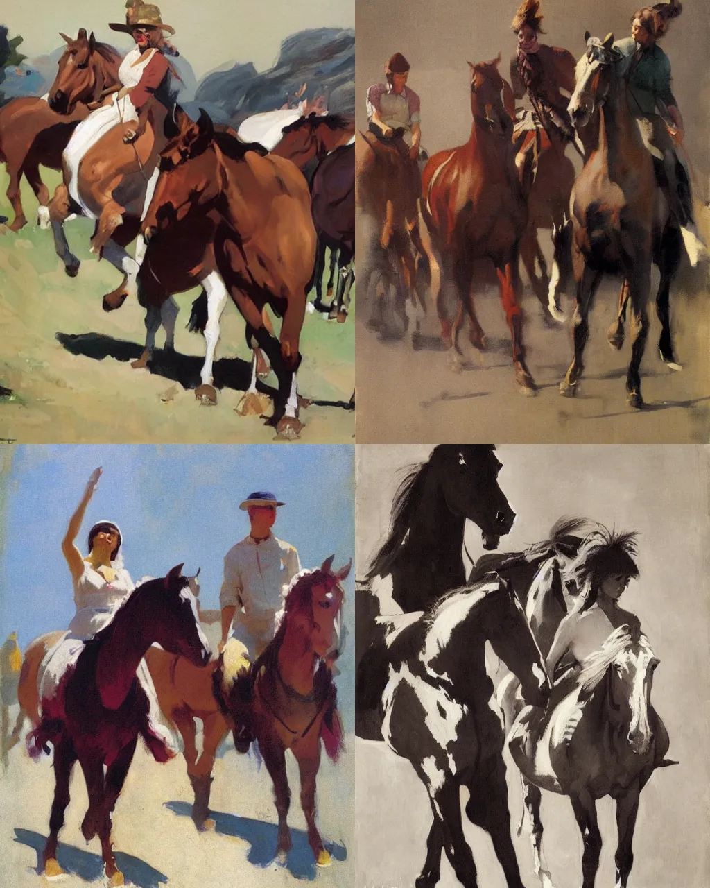 Prompt: queen of the horses, painting by Walter Everett and Vanni Saltarelli