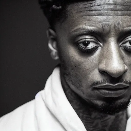 Image similar to cinematic film still of rapper 21 Savage starring in a Horror Anthology Series in the style of Wes Craven, shallow depth of field, HD, nightmare