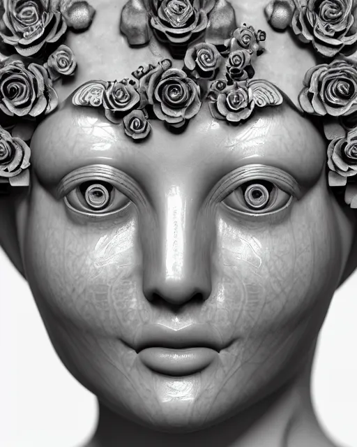 Image similar to mythical dreamy black and white organic bio-mechanical spinal ribbed profile face portrait detail of translucent steampunk beautiful siamese sisters females angelic-human-queen-vegetal-cyborg, highly detailed, intricate trnaslucent ivy jelly ornate, poetic, translucent roses ornate, 3D render, digital art, octane render, 8K artistic photography, photo-realistic, by Dora Maar