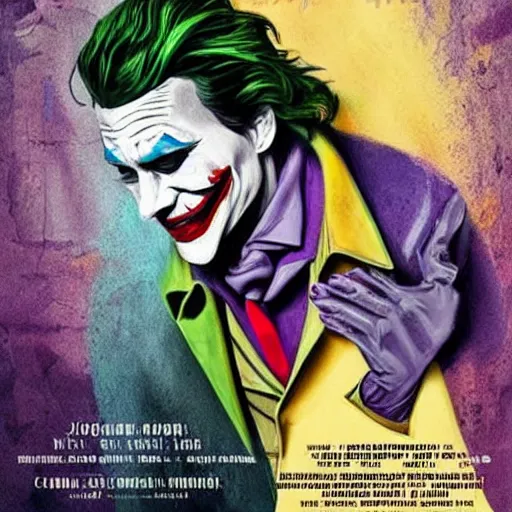 Image similar to prompt Johnny Depp as The Joker movie poster