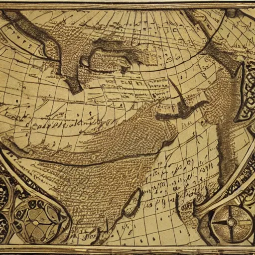 Image similar to photograph of sword engraved medieval map design