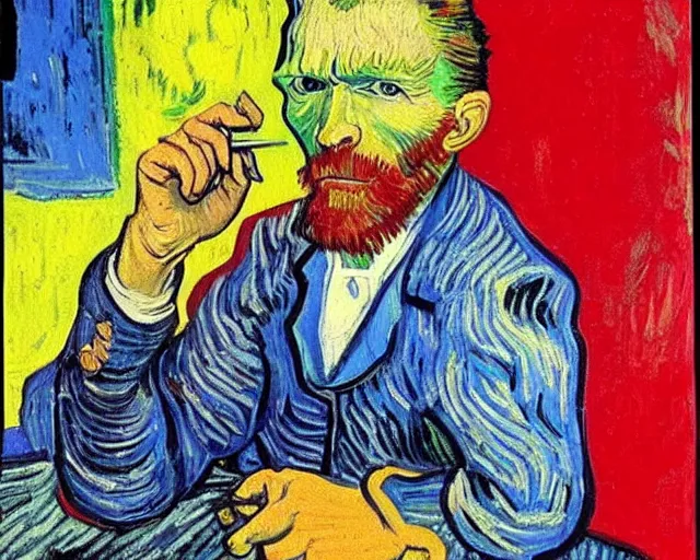 Prompt: portrait painting of vincent van gogh by graham sutherland, basquiat, neo - expressionism, pastel colors!!!