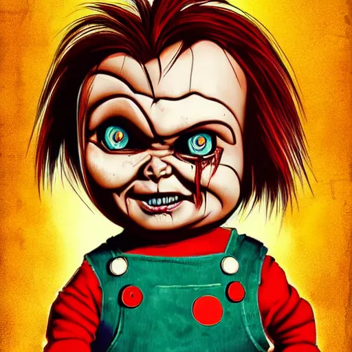 Prompt: chucky illustration by artetak