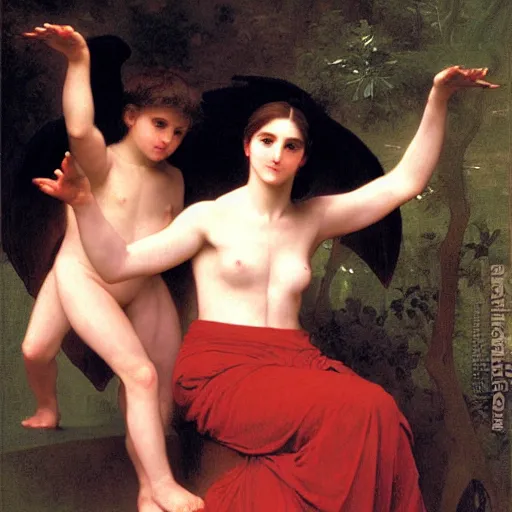 Image similar to painting of the devil by william bouguereau, high resolution