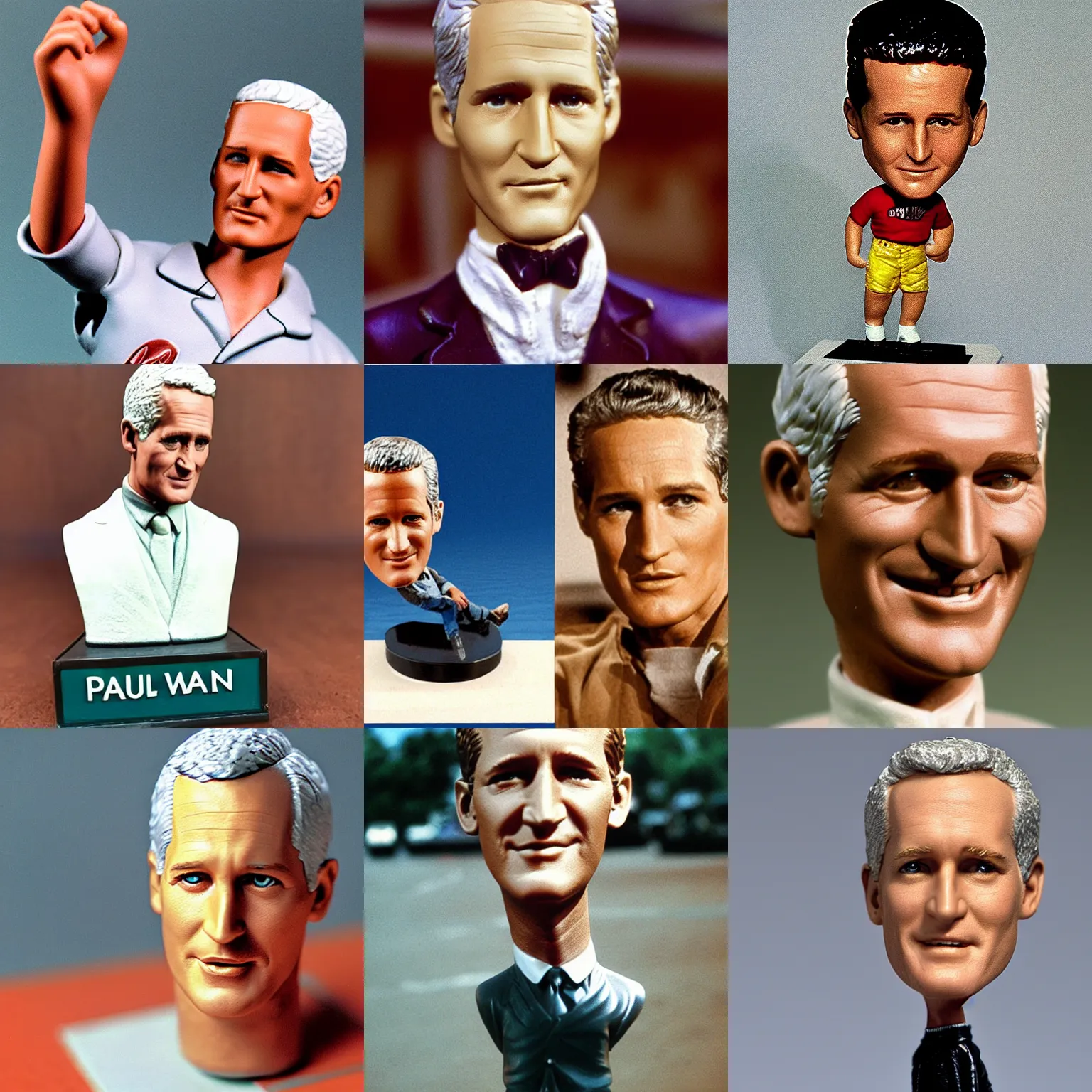 Prompt: a paul newman bobble head doll