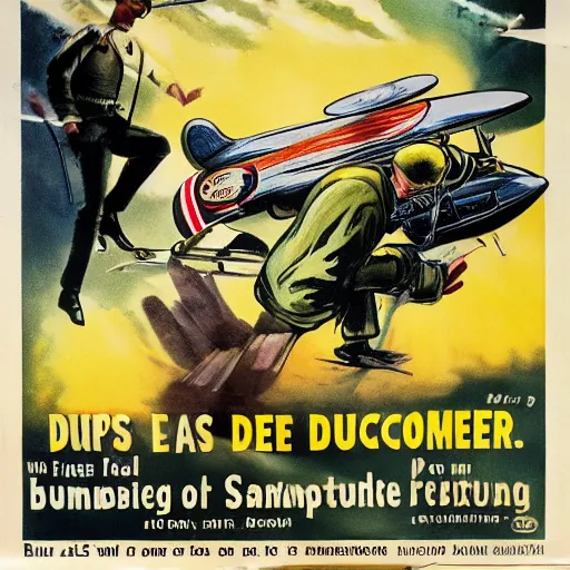 Image similar to bumblebees drop bombs onto a sleeping man at a computer, highly detailed, ww 2 american propoganda poster, colorized