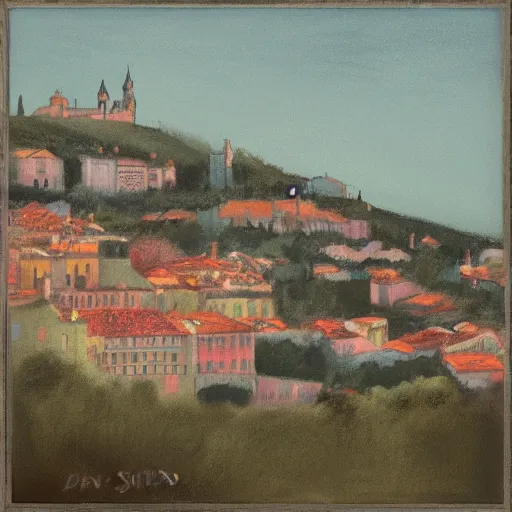 Image similar to the seven hills of lisbon, pastel soft colors, in the style of danny mcbride, knyazev konstantin