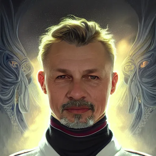 Prompt: beautiful portrait of hockey coach Larionov, fantasy, intricate, elegant, highly detailed, digital painting, artstation, concept art, smooth, sharp focus, luxury fashion illustration, art by artgerm and greg rutkowski and alphonse mucha, brightly lit cinematic soft lighting, photorealistic