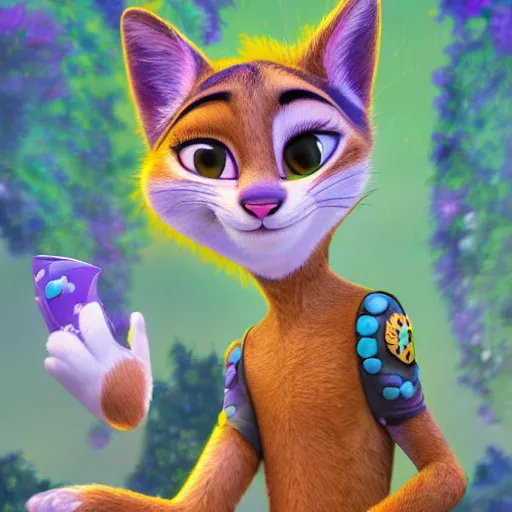 Image similar to princes jasmin, far shot, anthropomorphic cat, in the style of zootopia, highly detailed, far shot