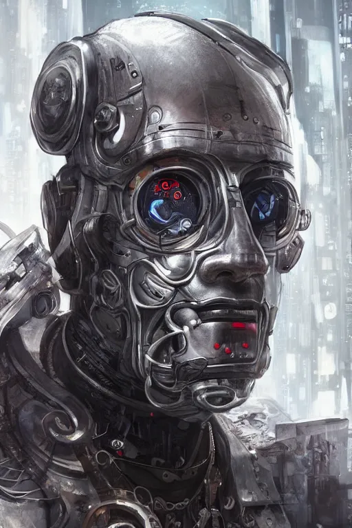Image similar to Ultra realistic illustration of an old man cyborg, cyberpunk, sci-fi fantasy