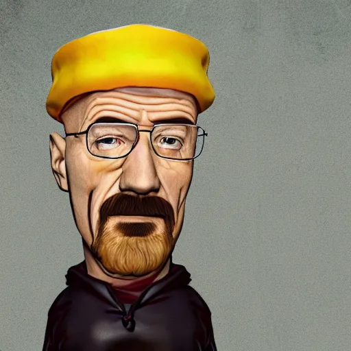 Image similar to walter white wearing a pizza costume, unreal, render, splash, award winning illustration