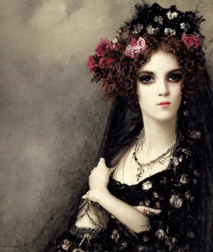 Image similar to gothic princess portrait by william - adolphe bouguerea, highly detailded