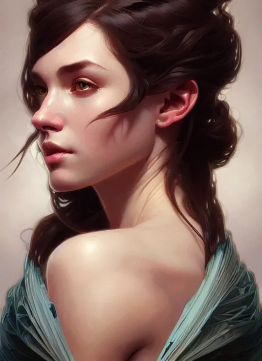 Image similar to portrait of logan wolwerine, intricate, elegant, highly detailed, digital painting, artstation, concept art, smooth, sharp focus, illustration, art by artgerm, greg rutkowski, alphonse mucha, uang guangjian, gil elvgren, sachin teng, symmetry!!