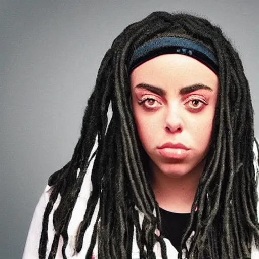 Image similar to african american billie eilish on a rapper's album cover