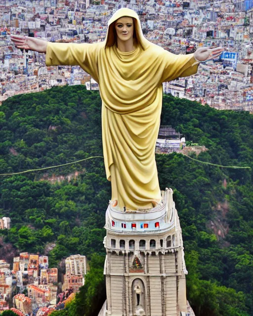 Image similar to gigantic statue of honey boo boo as christ the redeemer, rio digennaro, hyperreal