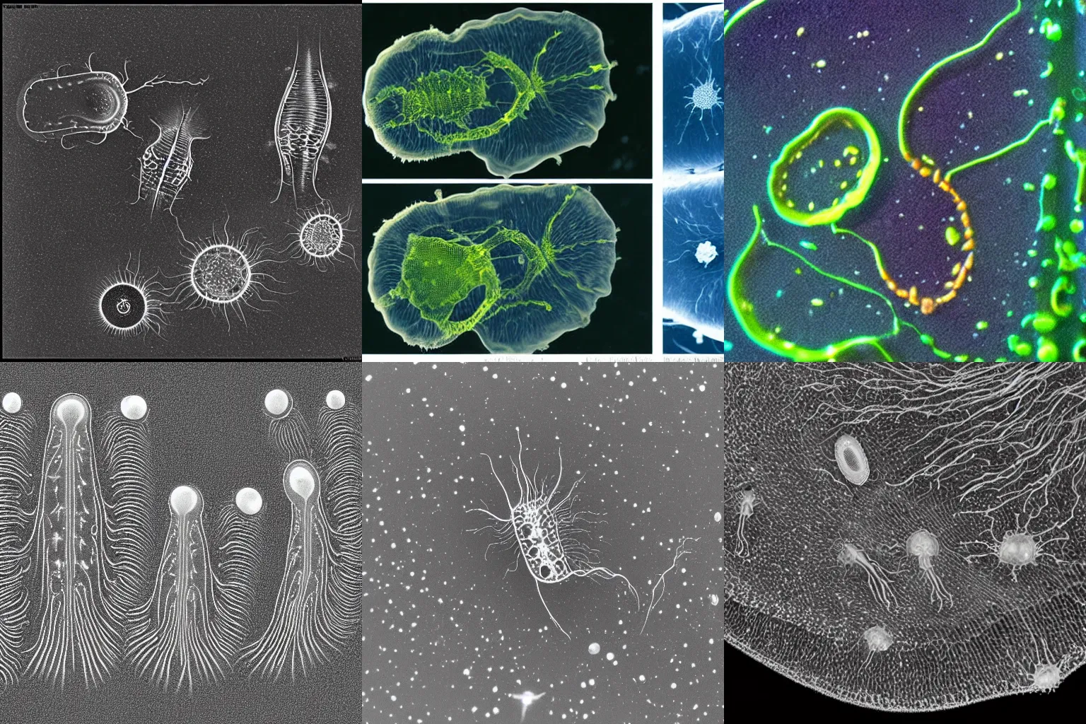 Prompt: rotifer, phase contrast microscopy, bioluminescence, detailed