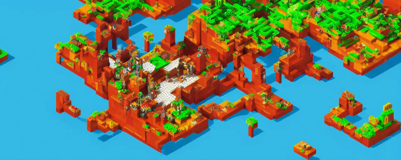 Image similar to isometric pixel voxel art pirates battle high details beautiful aesthetic