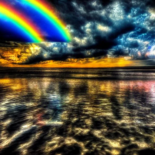 Prompt: Souls floating in the presence of God, HDR, Beautiful, Epic, Cinematic, Rainbows, Holy. HDR