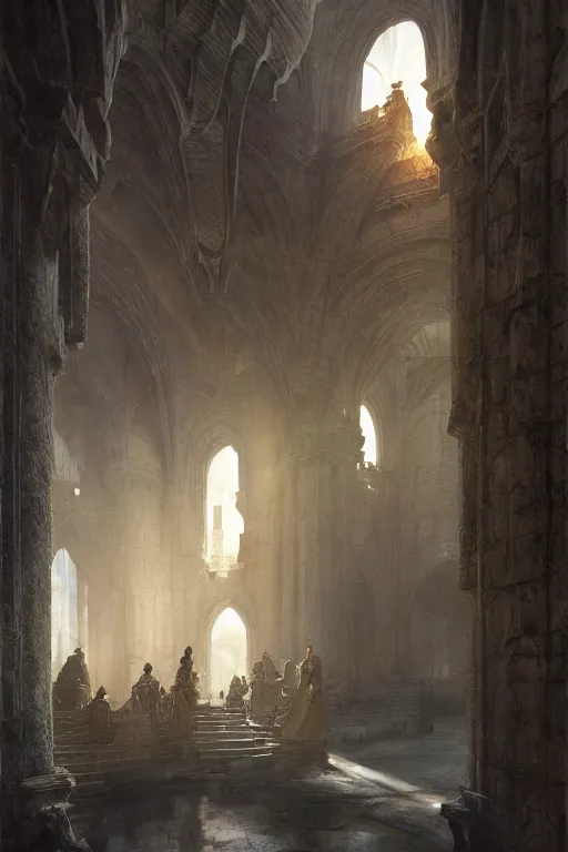 Image similar to inside king arthur castle, intricate, elegant, volumetric lighting, digital painting, highly detailed, artstation, sharp focus, illustration, concept art, ruan jia, steve mccurry