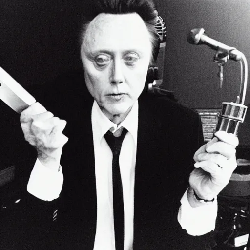 Image similar to “Christopher Walken in recording studio with a cowbell”