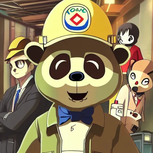 Image similar to portrait of tom nook as a civil engineer, anime fantasy illustration by tomoyuki yamasaki, kyoto studio, madhouse, ufotable, trending on artstation