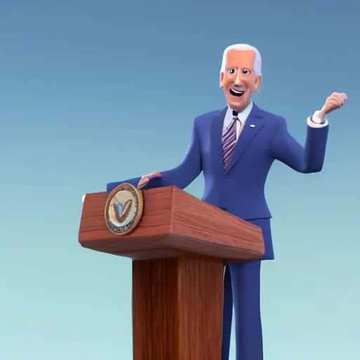 Image similar to joe biden on meth as seen in award winning animated pixar movie 4k octane render