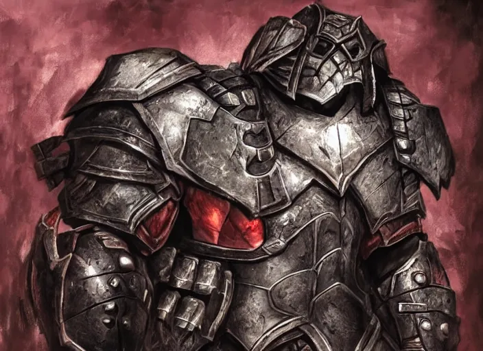 Prompt: armored orc in private school hallways