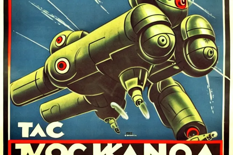 Image similar to 1940s, war, poster, tachikoma