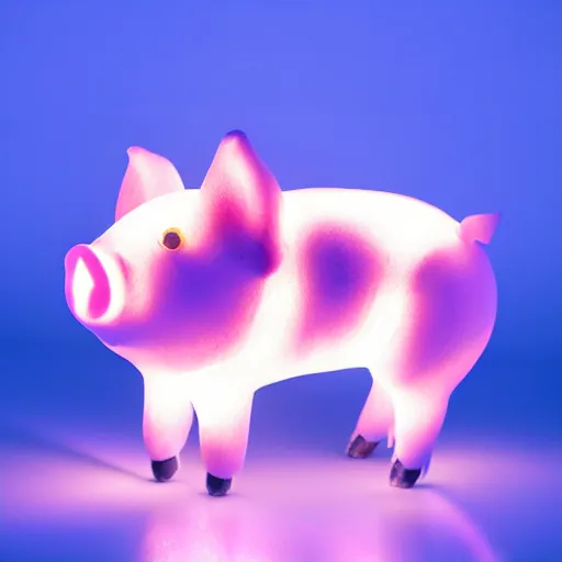 Prompt: real baby pig with led skin