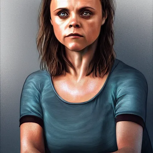 Prompt: fullbody potrait of christina ricci as professional bicyclist, hyper realistic, digital painting. art station. mood lighting, highly detailed, concept art, intricate, sharp focus, by shaun berke - h 1 2 0 0