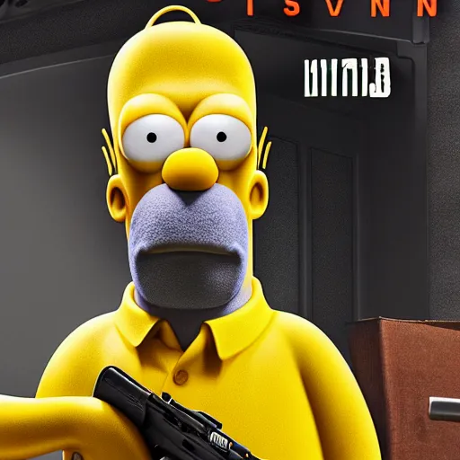 Image similar to Render of Homer as a Spy in his new movie, Poster, 4k highly detailed