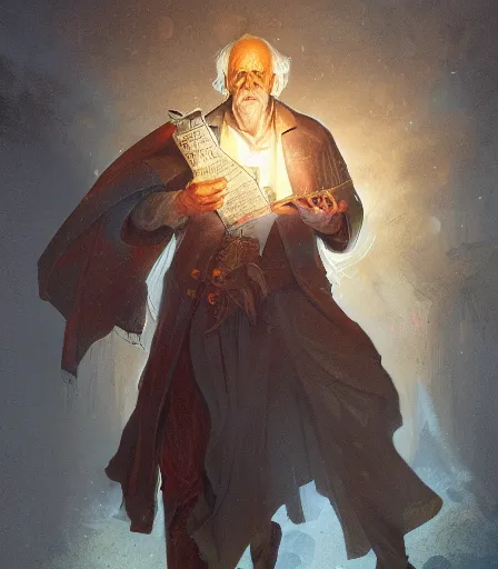 Prompt: Christopher Lloyd as bard, full body, dungeons and dragons portrait, highly detailed, digital painting, artstation, concept art, sharp focus, illustration, art by artgerm and greg rutkowski and alphonse mucha