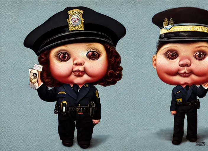 Image similar to a donut dressed like a police officer, lowbrow, matte painting, 3 - d highly detailed, in the style of mark ryden,