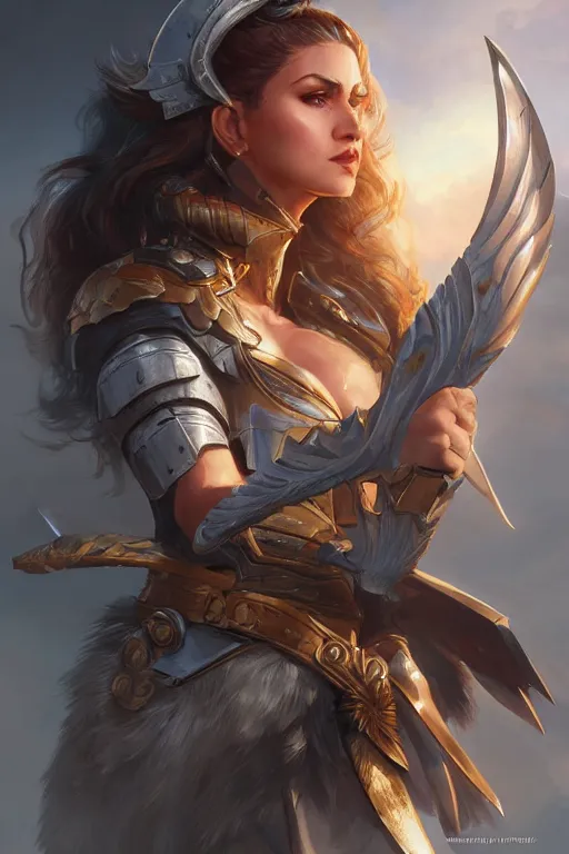 Image similar to amazon valkyrie athena, d & d, fantasy, portrait, highly detailed, headshot, digital painting, trending on artstation, concept art, sharp focus, illustration, art by artgerm and greg rutkowski and magali villeneuve