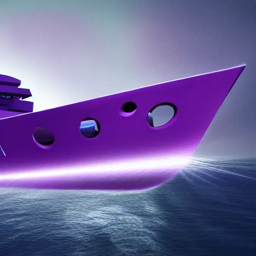 Prompt: futuristic ship in a purple sea, detasiled, sharp, 4k, photorealistic
