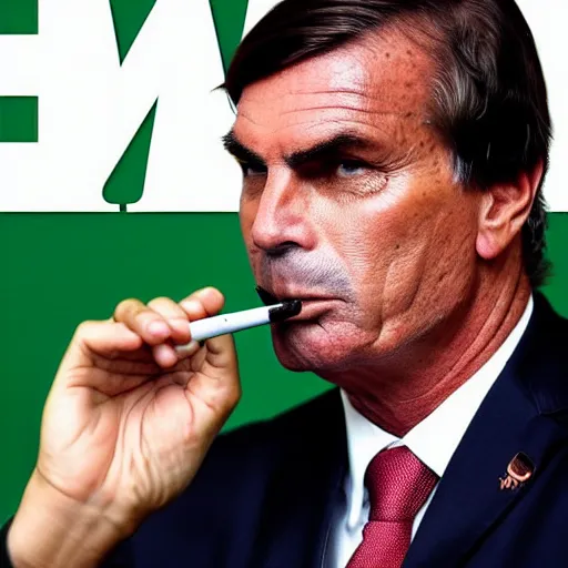 Prompt: president jair bolsonaro smoking a vape pen, award winning photograph, 4 k, journalistic photo, wide shot, high quality, photo by time magazine.