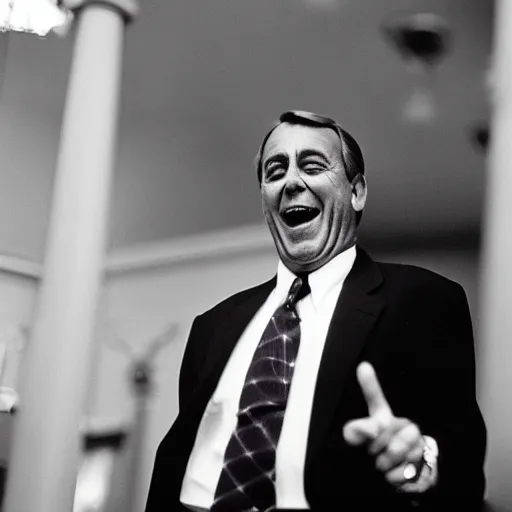 Prompt: Former House Speaker John Boehner dancing his heart out. CineStill