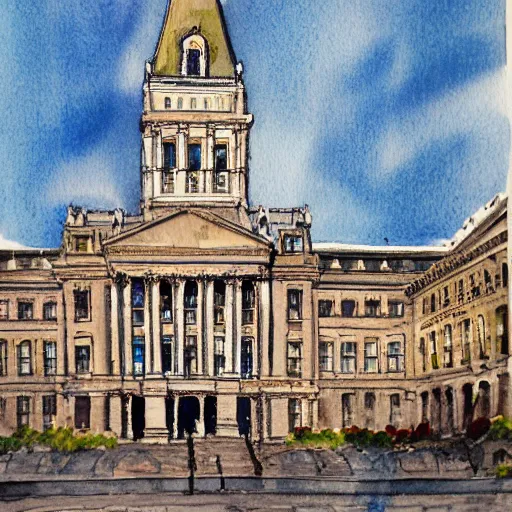 Image similar to watercolor painting of philadelphia city hall