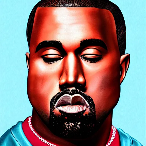 Image similar to portrait of kanye west, highly detailed, centered, solid color background, digital painting