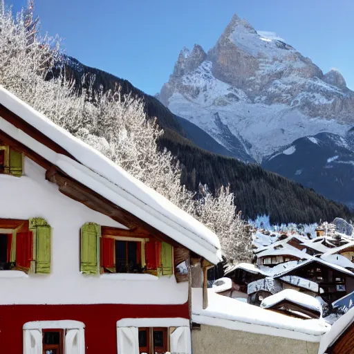 Prompt: Swiss village in the Engadine, cartoon style