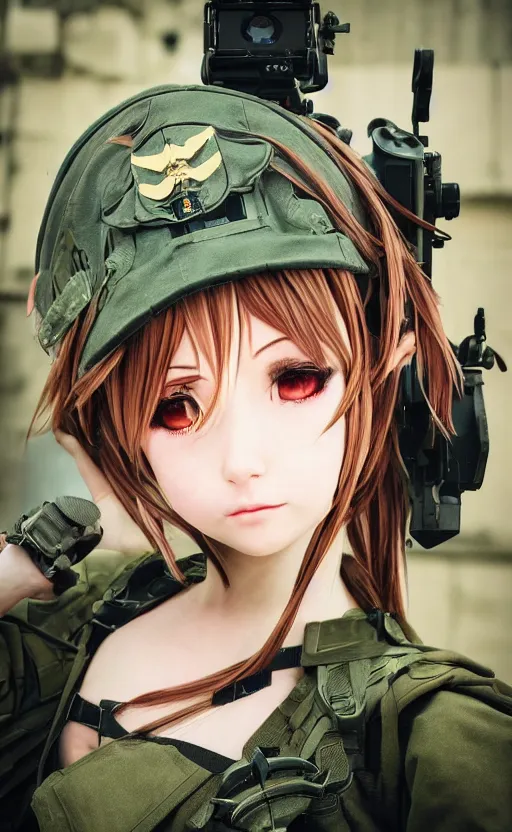 Prompt: portrait photo, highly detailed, high resolution, cosplay photo, stunning, girls frontline style, bokeh soft, 100mm, trending on instagram, by professional photographer, realistic human anatomy, real human faces, realistic military carrier, soldier clothing, modern warfare, realistic weapon, shot with a arriflex 35 ii, low saturation, small human eyes