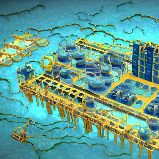 Image similar to an underwater deep-sea factory