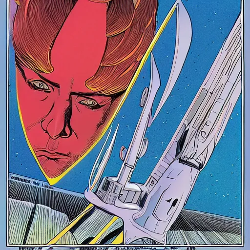 Image similar to the crew of the enterprise - d on the style of jean giraud moebius