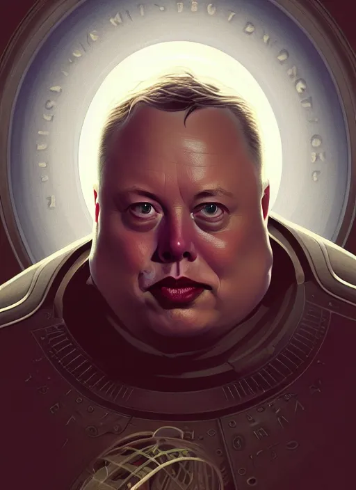 Prompt: obese elon musk as vladimir harkonnen, dune, portrait, intricate, elegant, highly detailed, digital painting, artstation, concept art, wallpaper, smooth, sharp focus, illustration, art by h. r. giger and artgerm and greg rutkowski and alphonse mucha