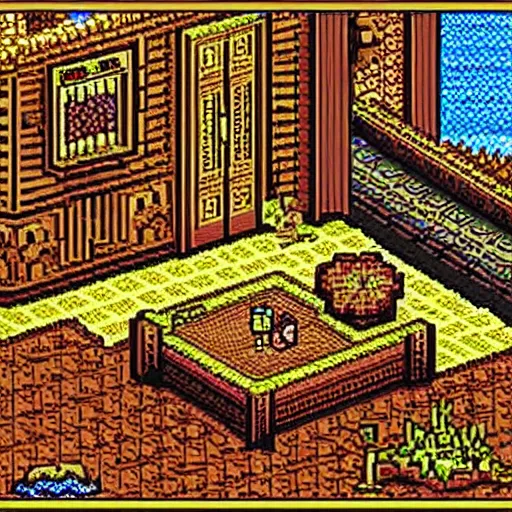 Image similar to 9 0 s bedroom, beautiful detailed pixel art, intricate details, beautiful, dithered gradients, volumetric lighting, old school computer game graphics, crpg, d & d, pixel art