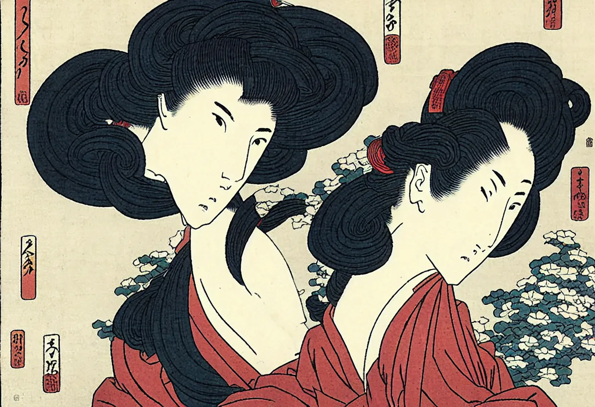 Image similar to beautiful woman by hokusai