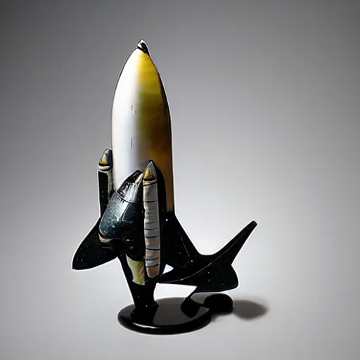 Prompt: blown glass space shuttle sculpture